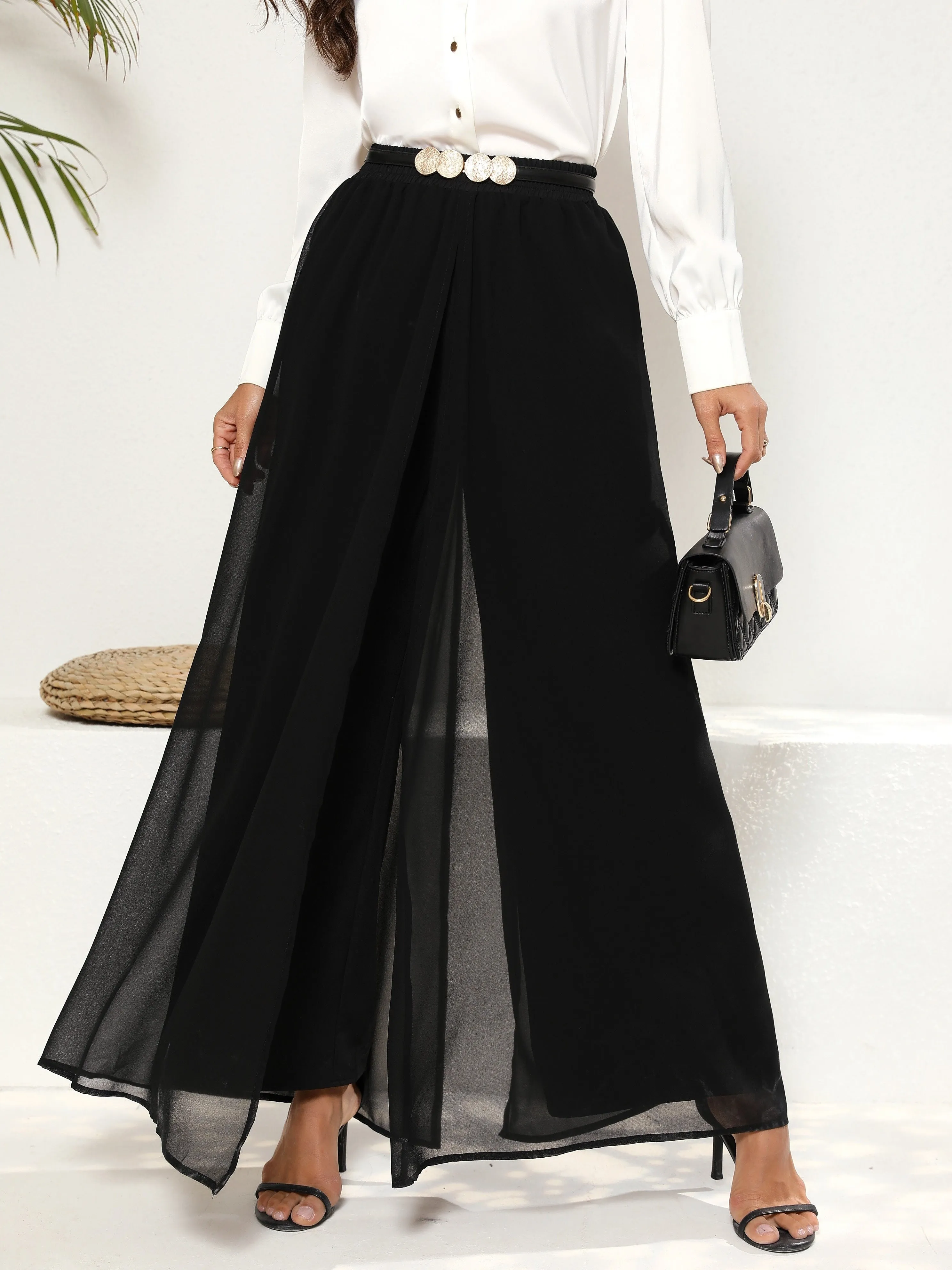 Black Layered Look Skirt