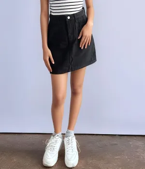 Black Mini Denim Skirt