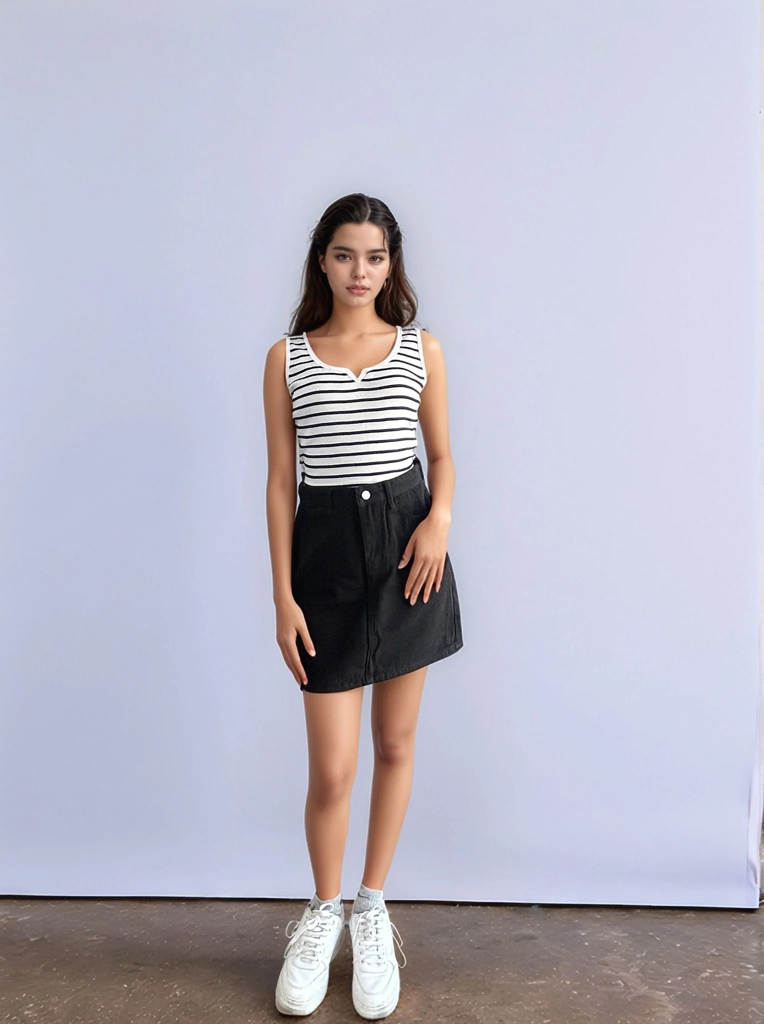 Black Mini Denim Skirt