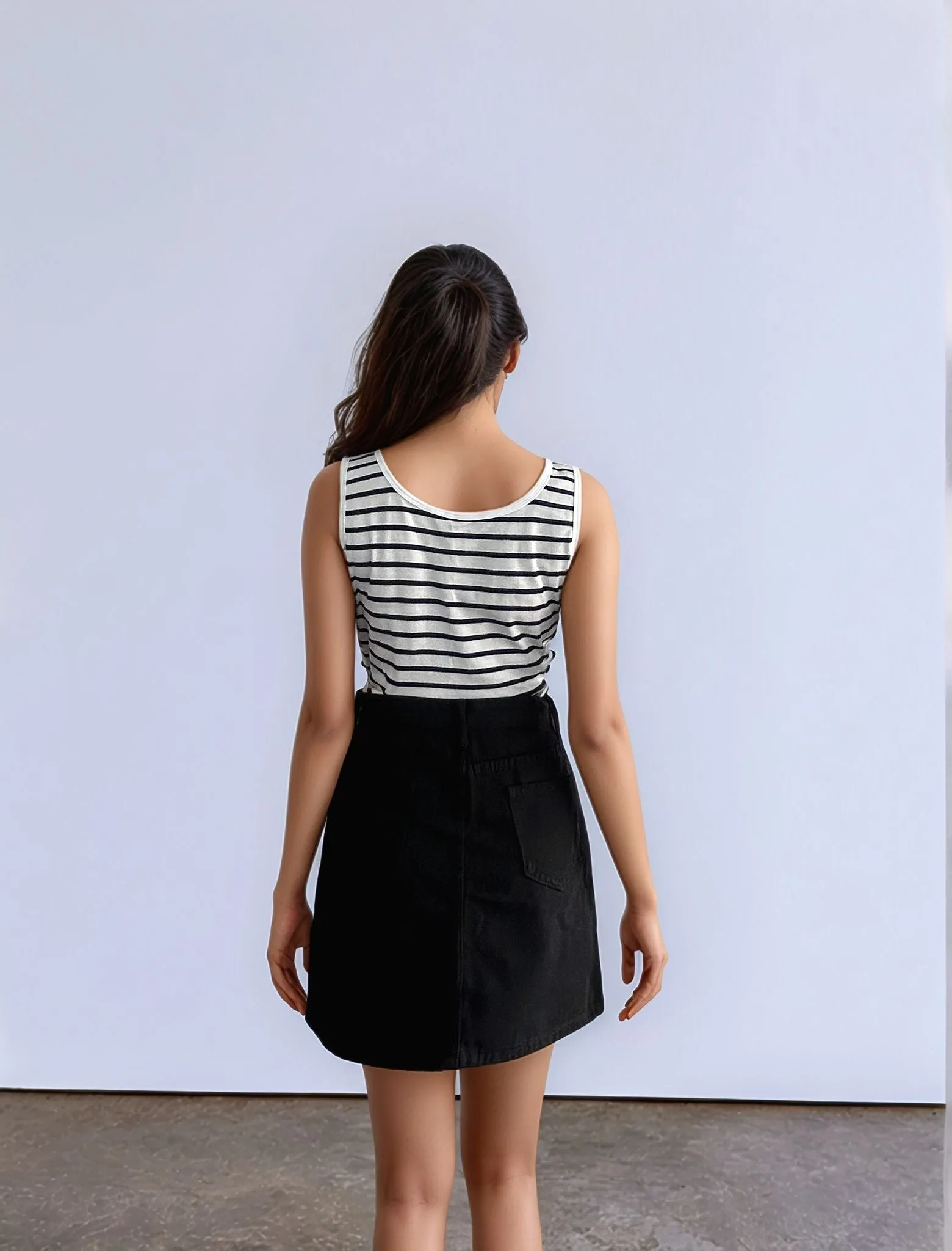 Black Mini Denim Skirt
