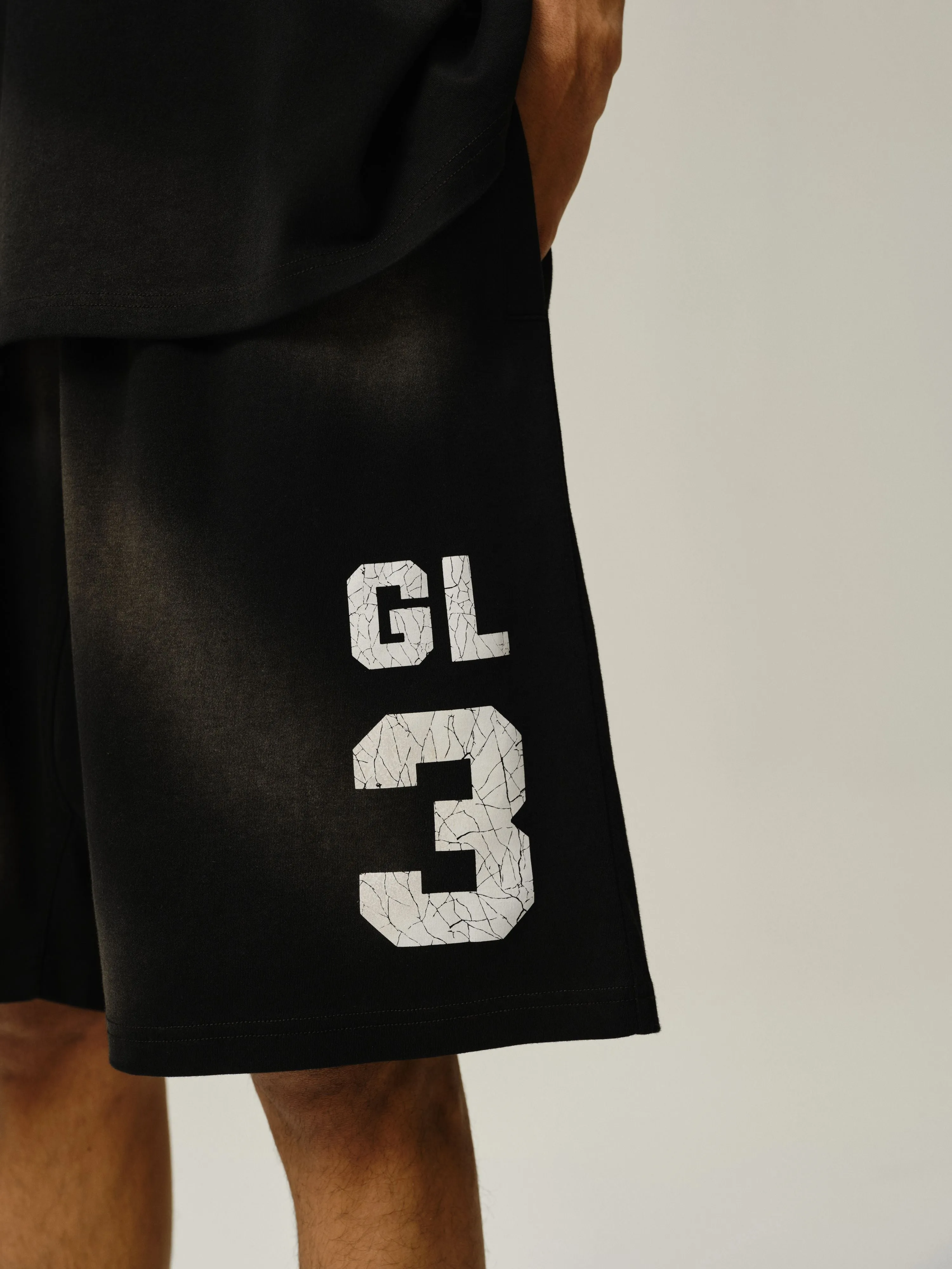 Black Sunfade Logo Shorts