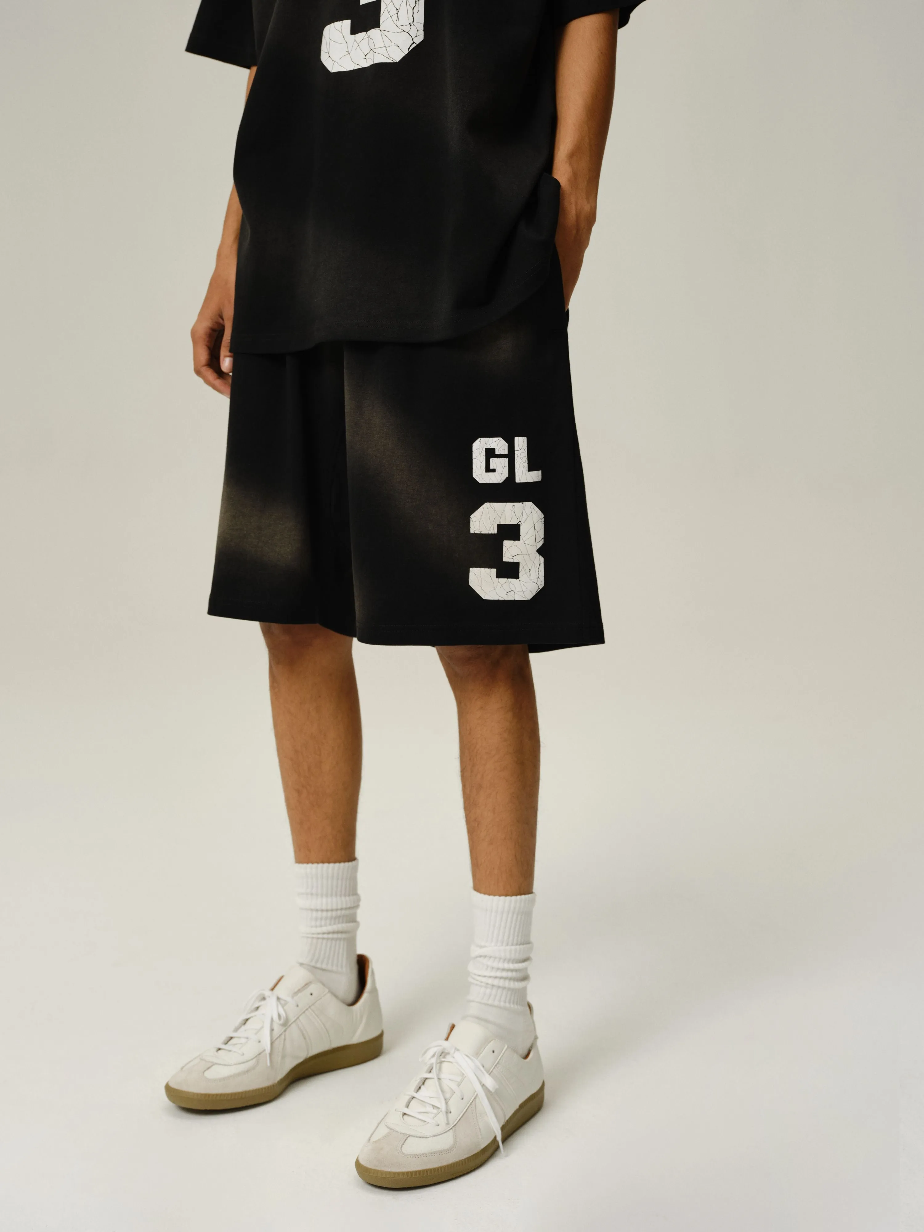 Black Sunfade Logo Shorts