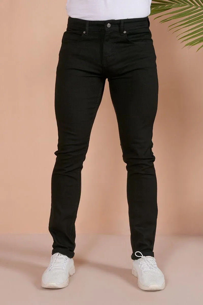 BLACK TAPER JEANS