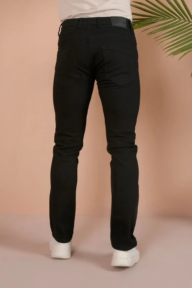 BLACK TAPER JEANS