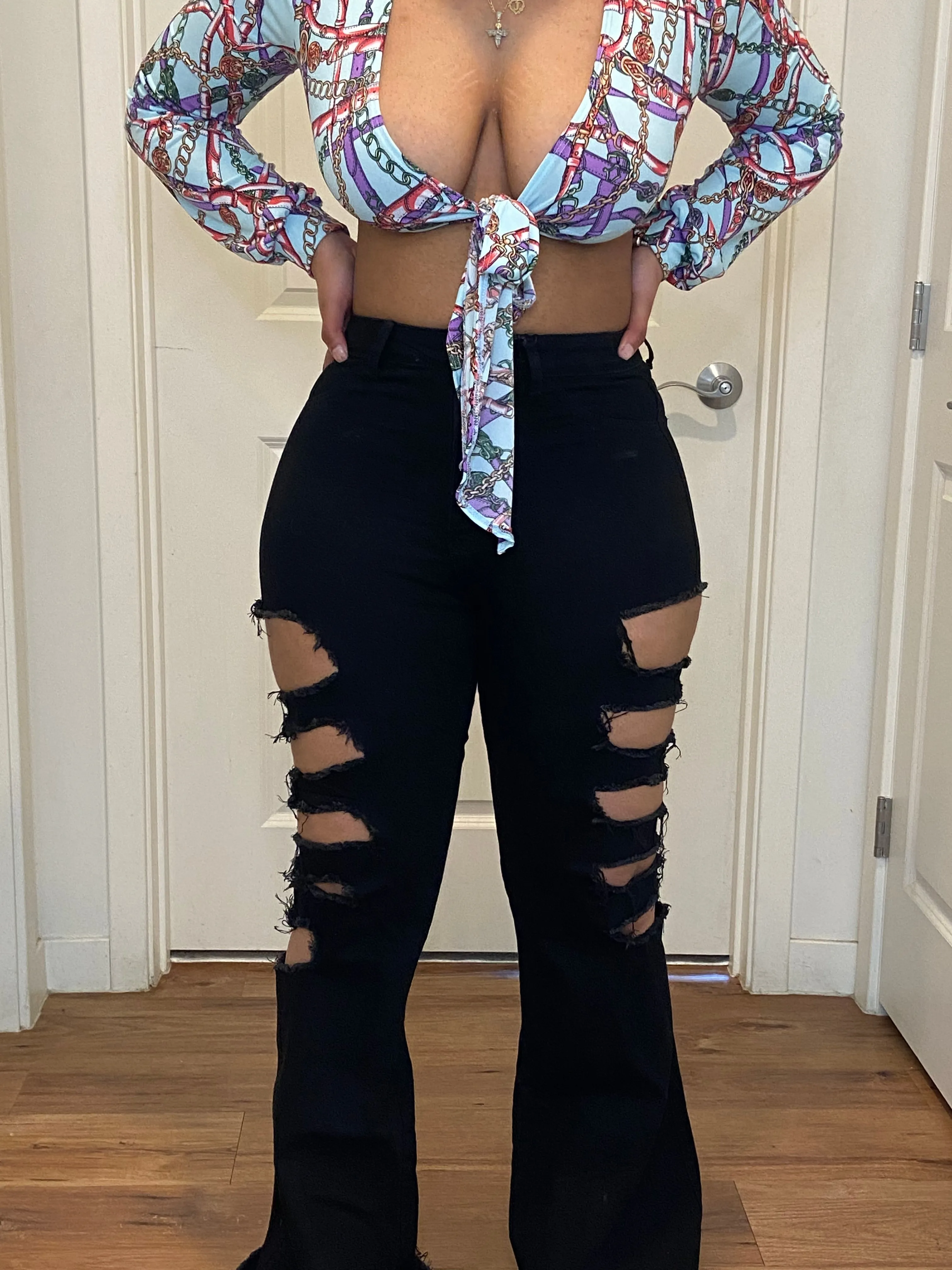 Black thigh jeans