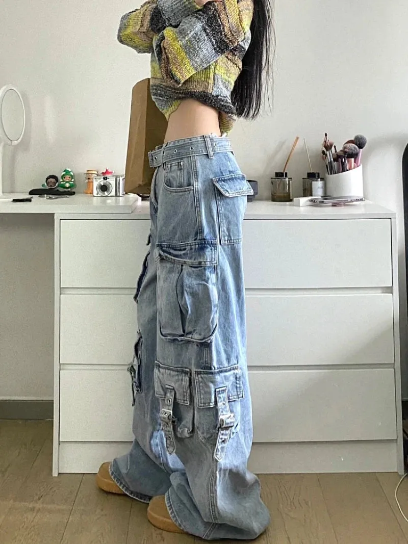 Blue Cargo Baggy Jeans