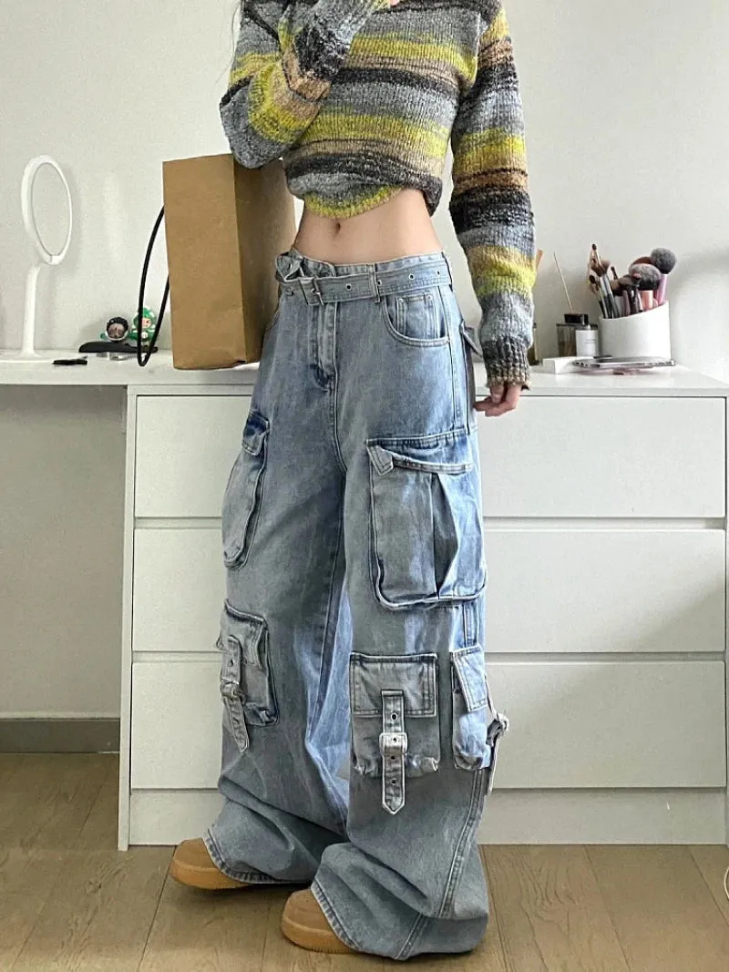 Blue Cargo Baggy Jeans