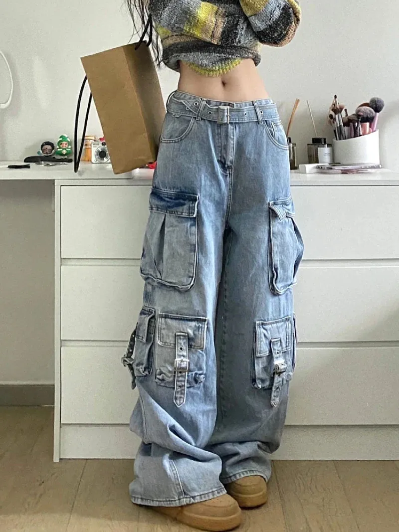 Blue Cargo Baggy Jeans