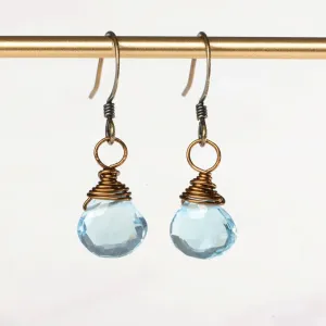 Blue Topaz Wire Wrapped Earrings