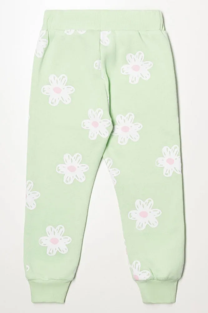 Bluey Floral Trackpants Green