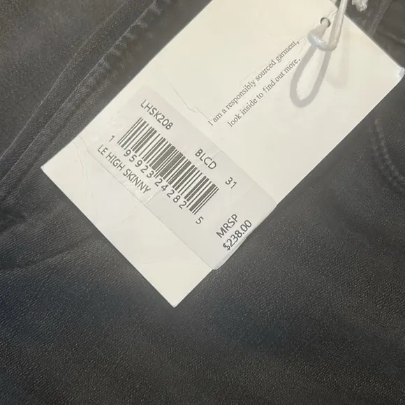 BNWT! FRAME Women's LeHigh Skinny High Rise Black Jeans Size 31