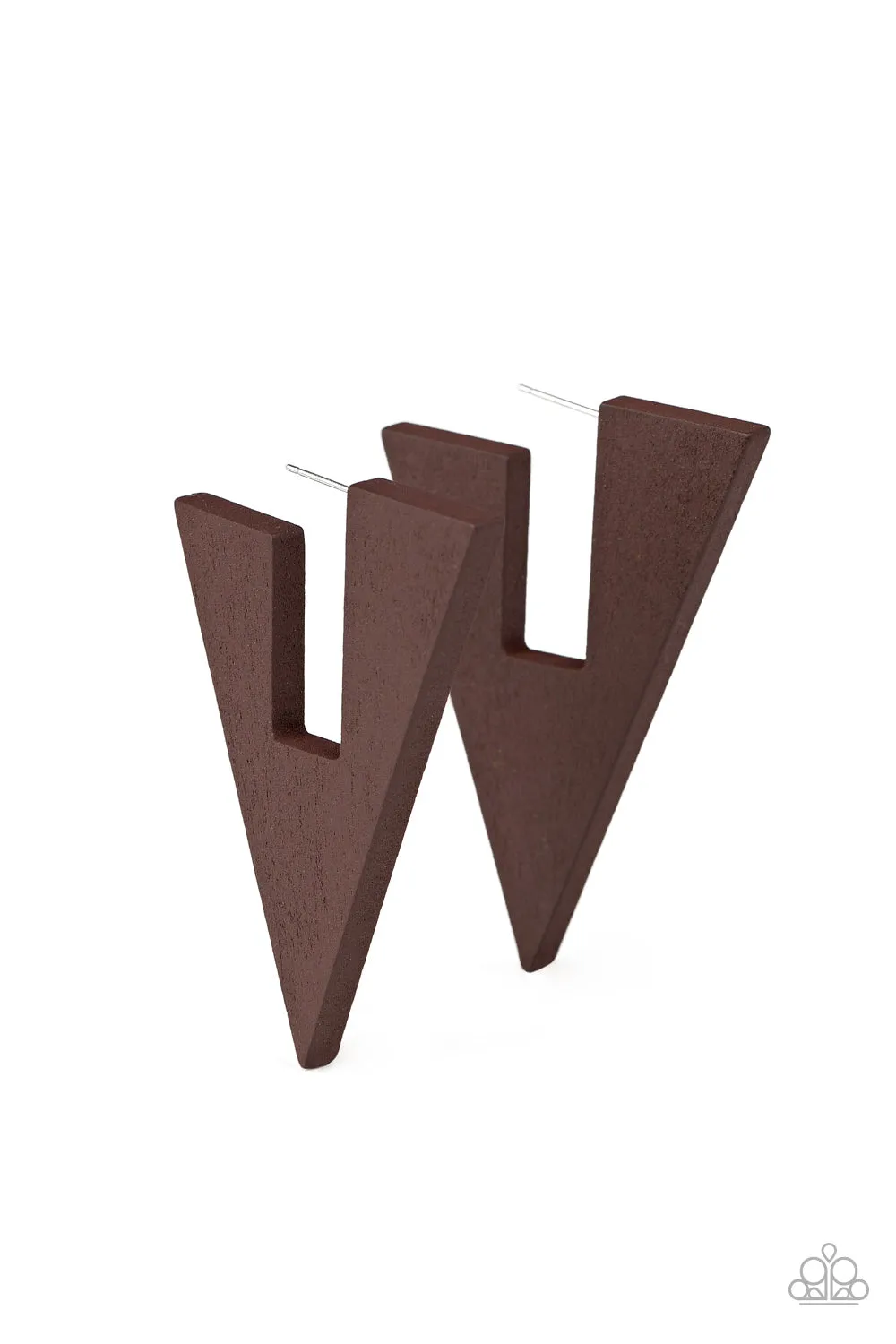 Boardroom Bravado - Brown Hoop Earring