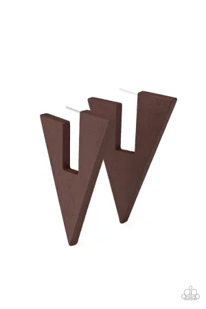 Boardroom Bravado - Brown Hoop Earring