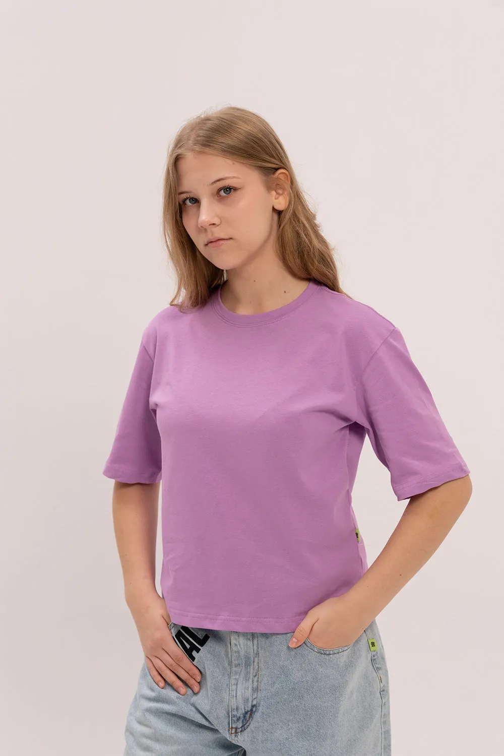 Boxy Fit Cotton Shirt - Purple