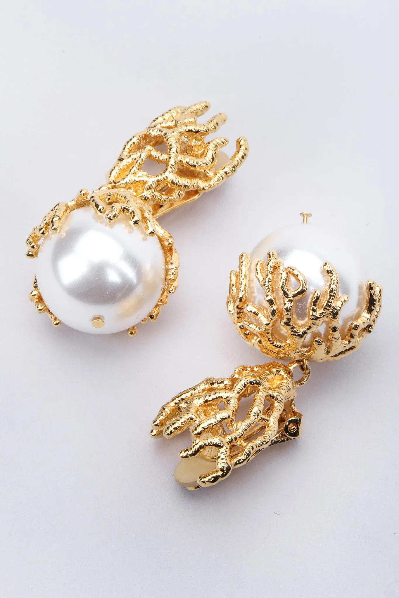 Branch Coral Pearl Drop Earrings