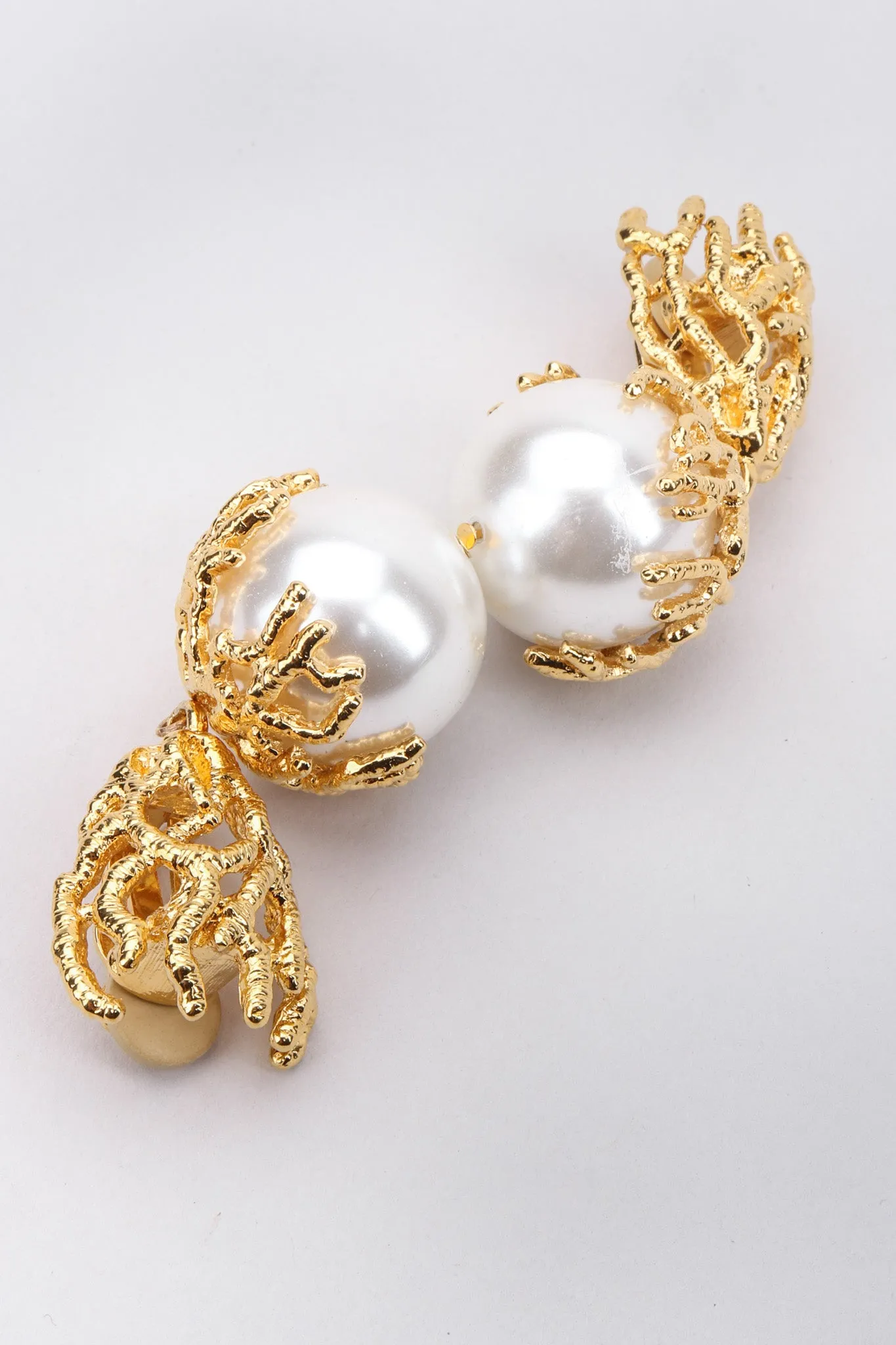 Branch Coral Pearl Drop Earrings