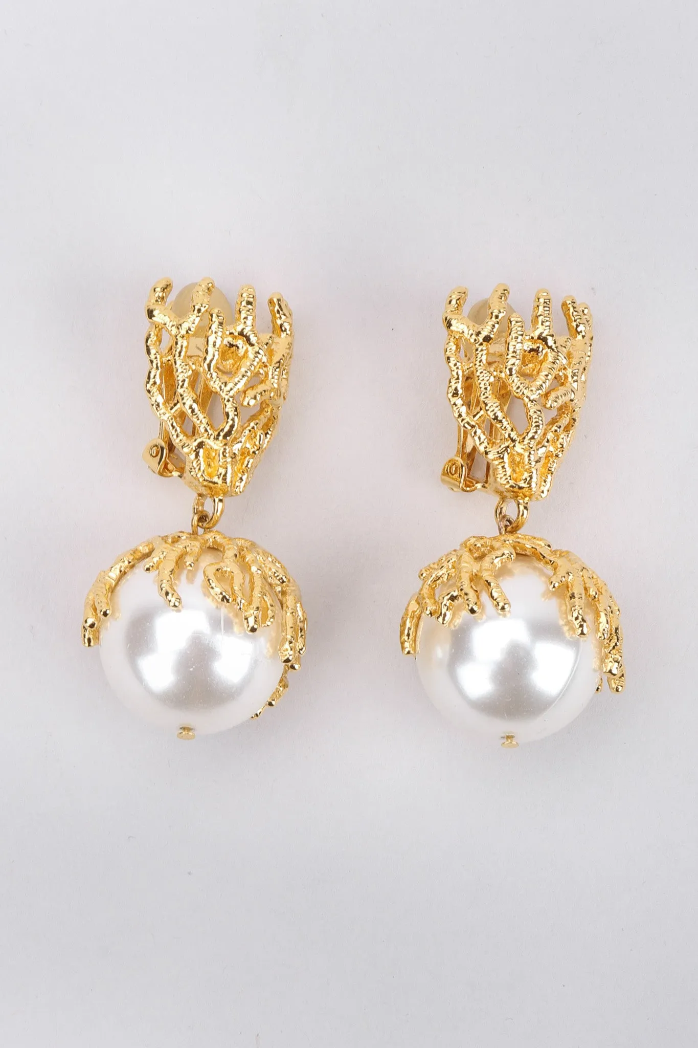 Branch Coral Pearl Drop Earrings
