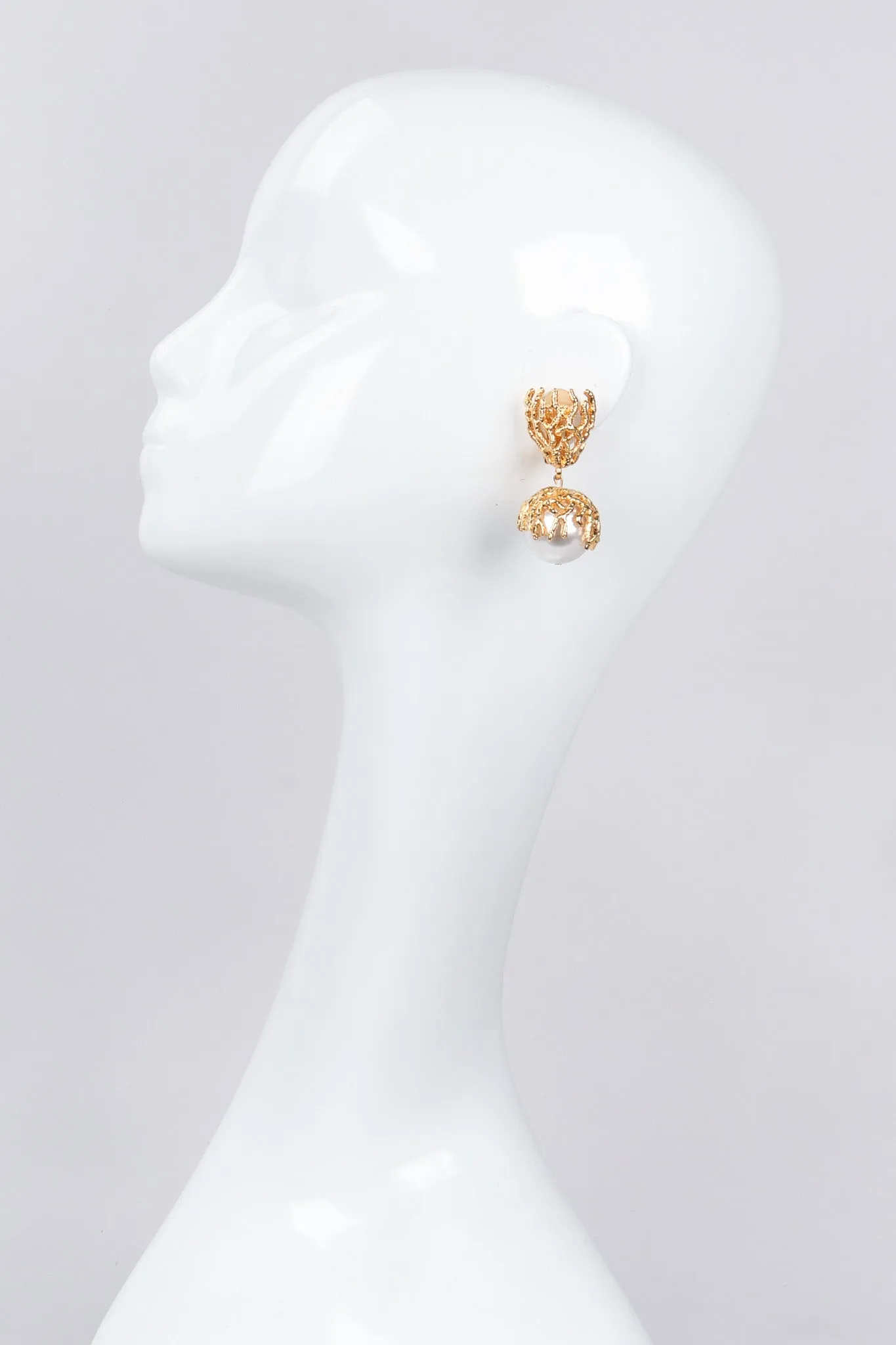 Branch Coral Pearl Drop Earrings