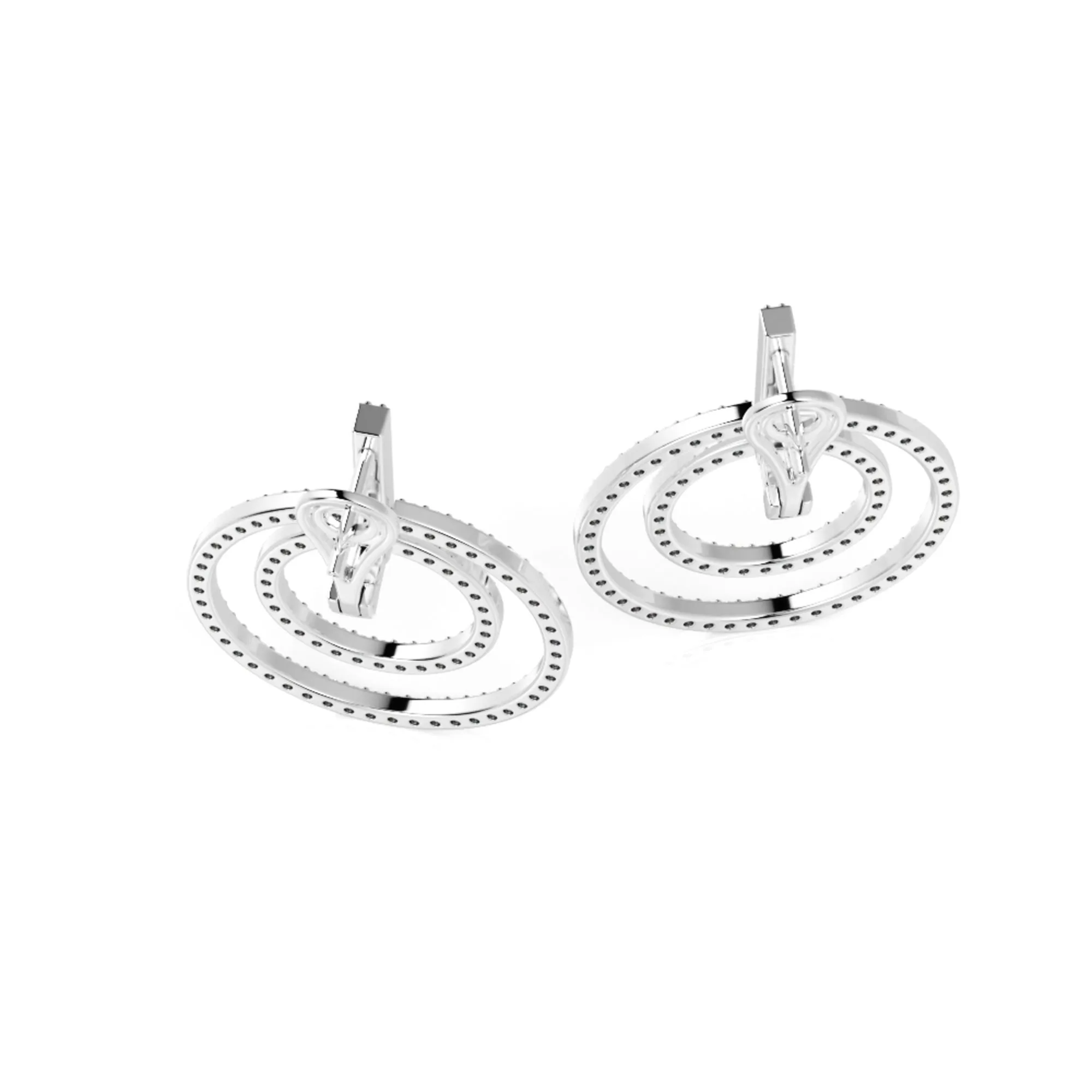 Bright Beams Circles Earrings 3 Natural Diamonds in White Gold