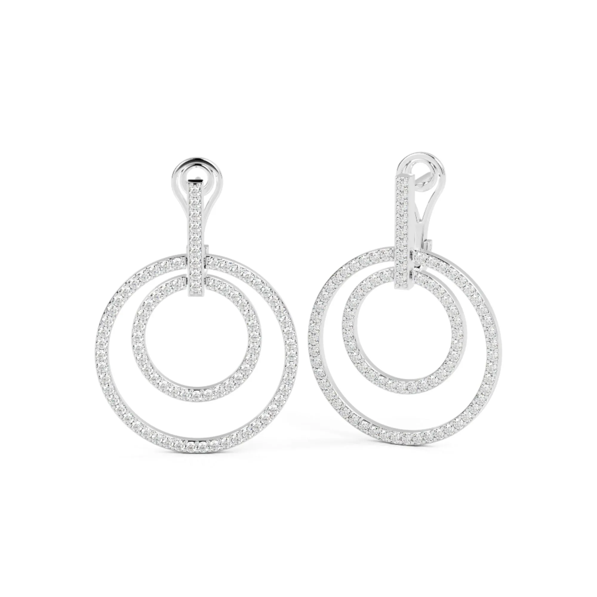 Bright Beams Circles Earrings 3 Natural Diamonds in White Gold