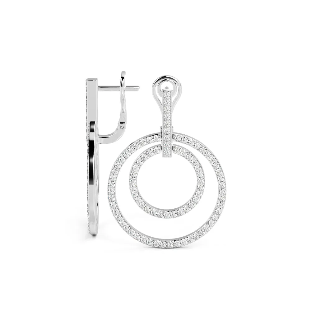 Bright Beams Circles Earrings 3 Natural Diamonds in White Gold