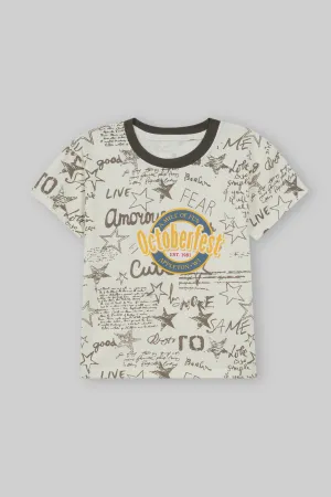BROWN GRAPHIC TEE WITH COTTON SHORTS
