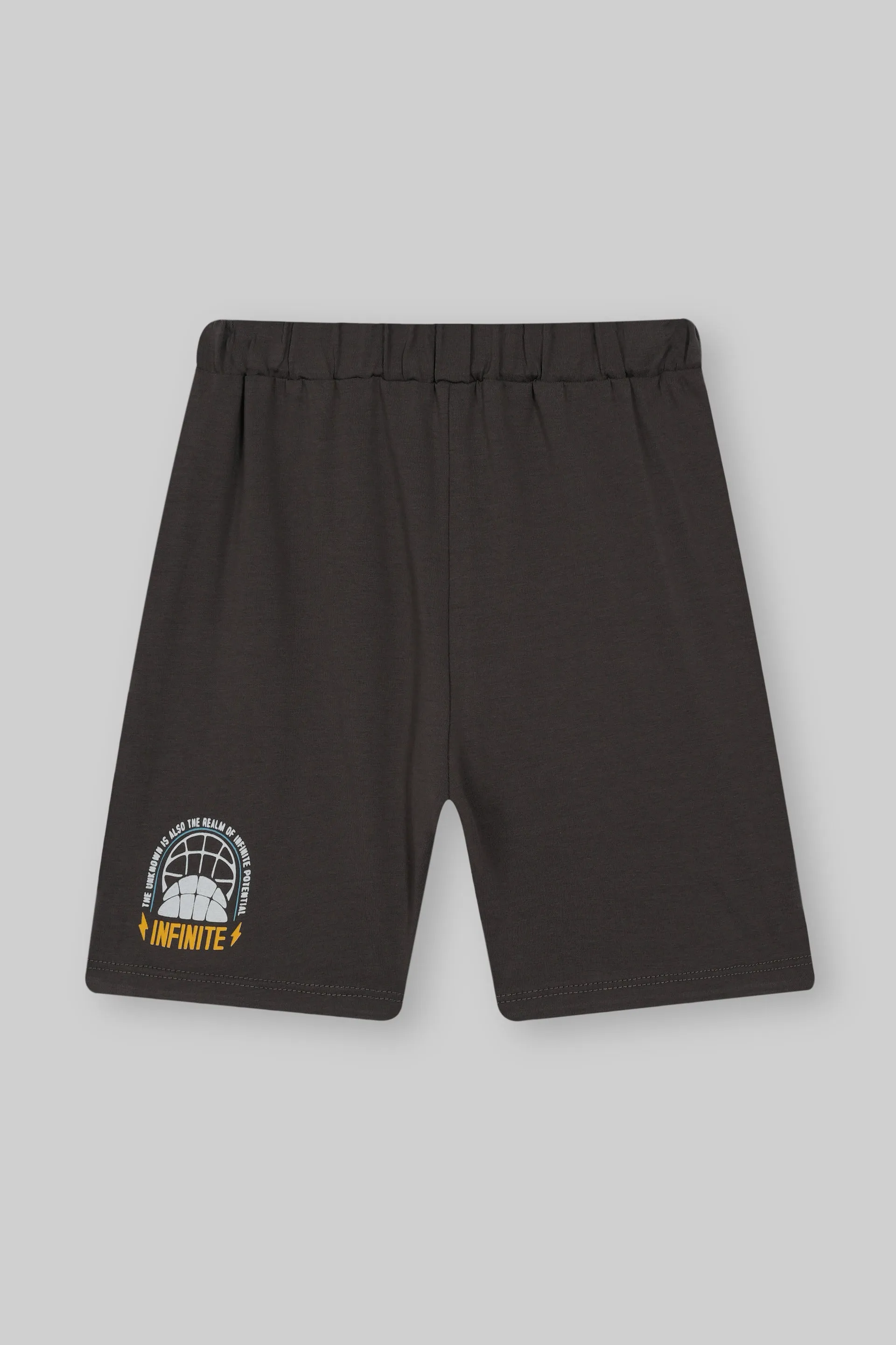 BROWN GRAPHIC TEE WITH COTTON SHORTS