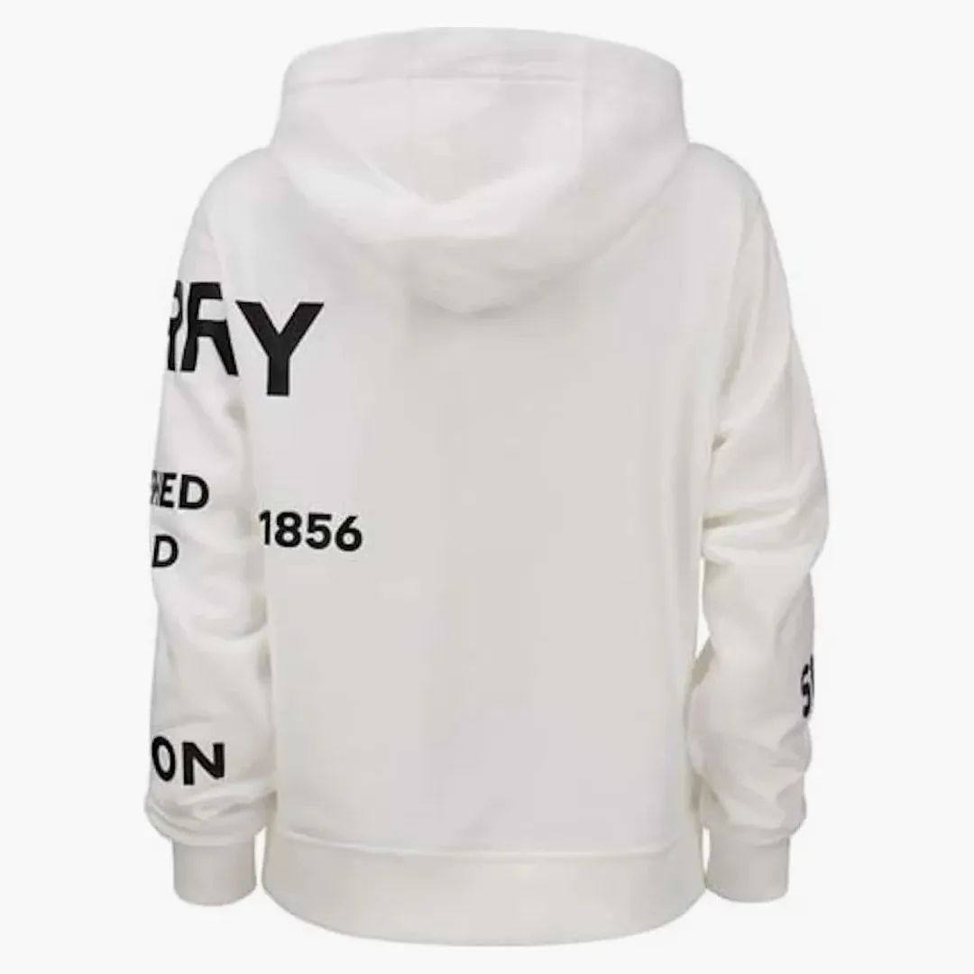 Burberry Horseferry Print Cotton Oversized Hoodie White