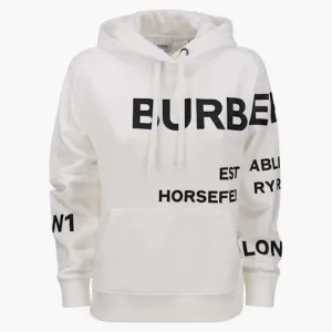 Burberry Horseferry Print Cotton Oversized Hoodie White