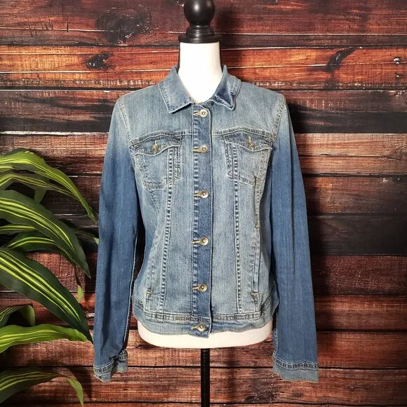 Calvin Klein Jeans Vintage Y2K Jean Jacket Large Womens Button Front Blue Denim