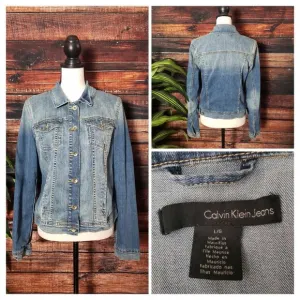 Calvin Klein Jeans Vintage Y2K Jean Jacket Large Womens Button Front Blue Denim