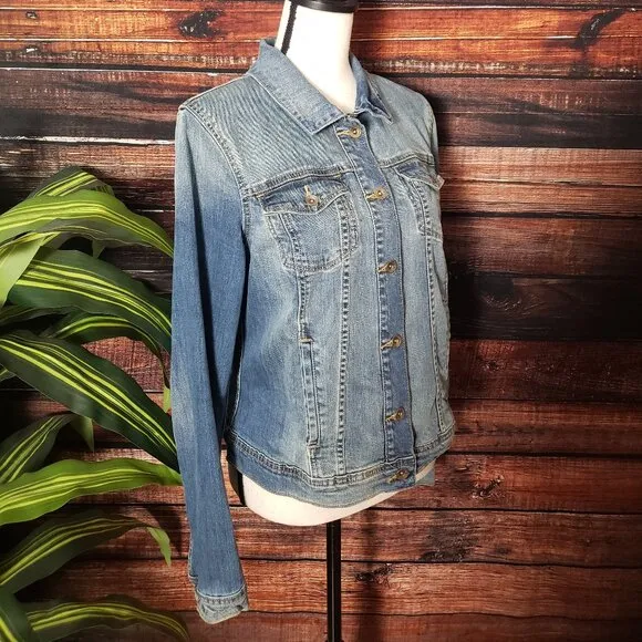 Calvin Klein Jeans Vintage Y2K Jean Jacket Large Womens Button Front Blue Denim