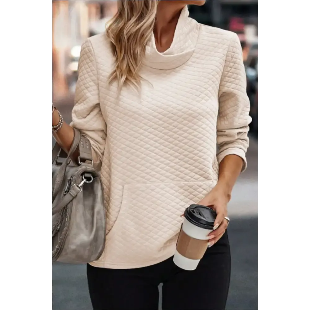 Chic Textured Turtleneck Long Sleeve Sweatshirt