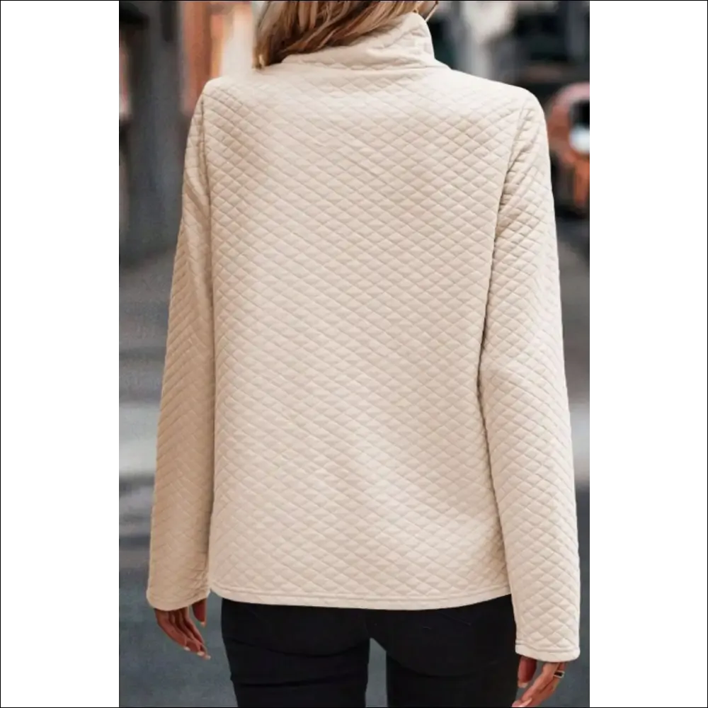 Chic Textured Turtleneck Long Sleeve Sweatshirt