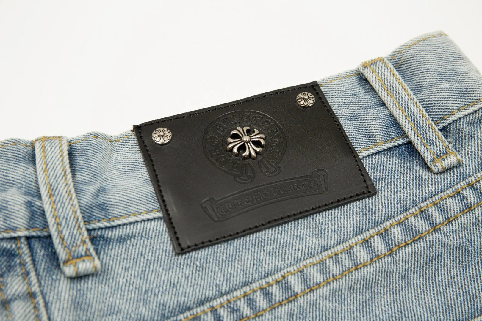 CHROME HEARTS CROSS PATCH JEANS VINTAGE BLUE