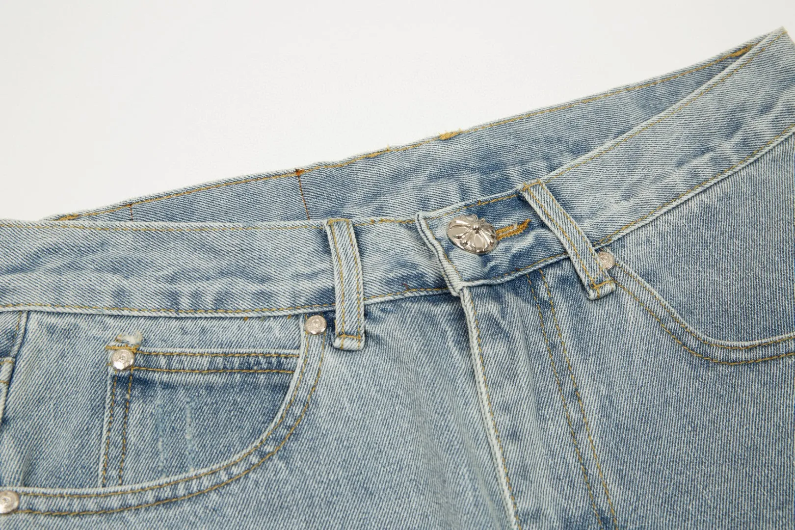 CHROME HEARTS CROSS PATCH JEANS VINTAGE BLUE