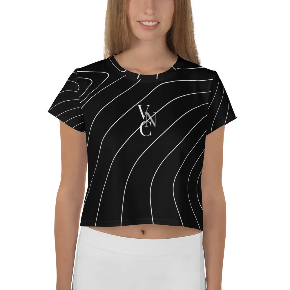 City Chic Crop Tee in Stylish Black with White Strips
