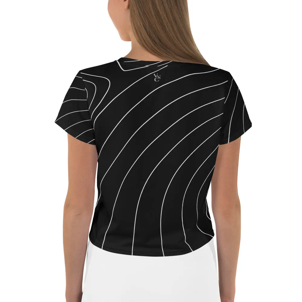 City Chic Crop Tee in Stylish Black with White Strips