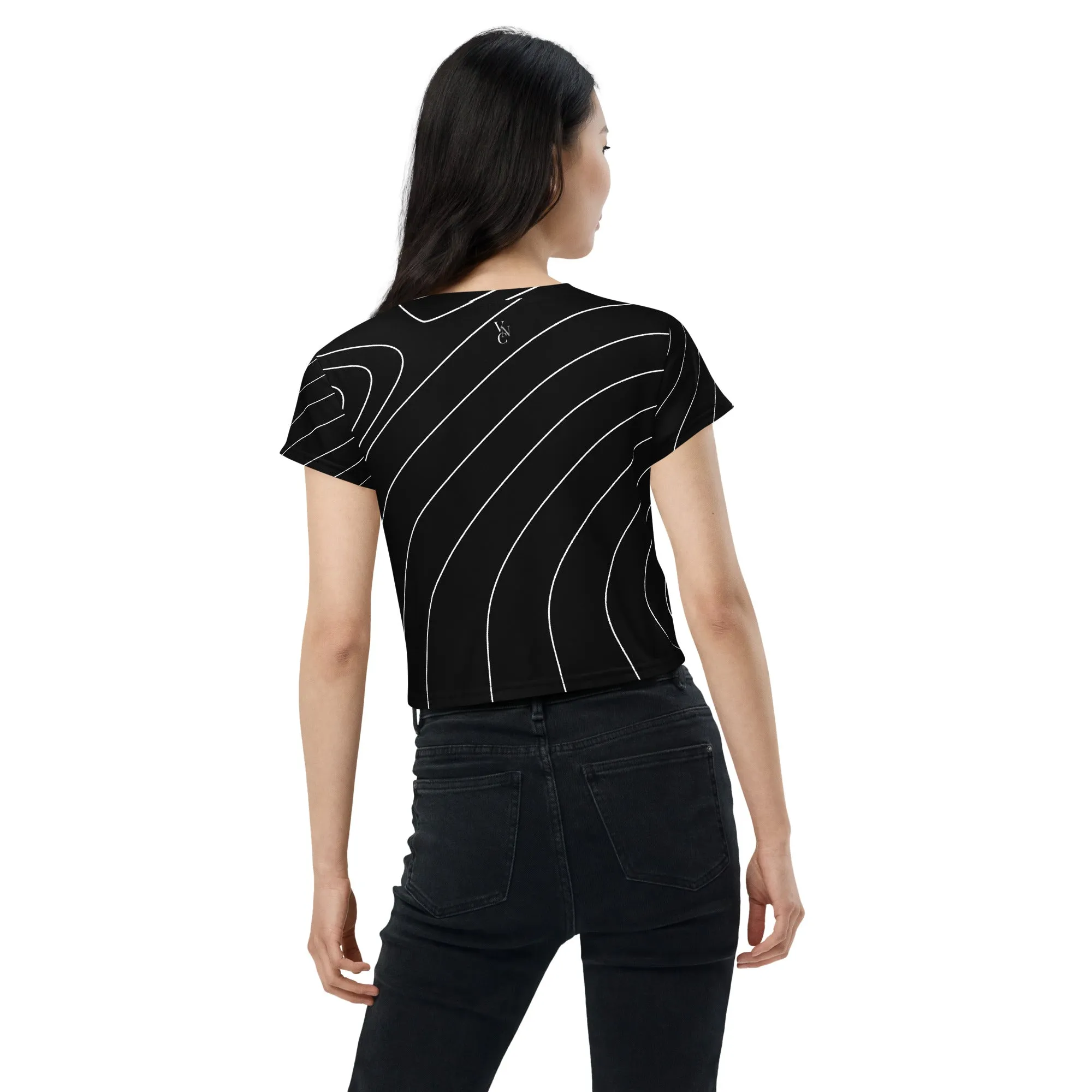 City Chic Crop Tee in Stylish Black with White Strips