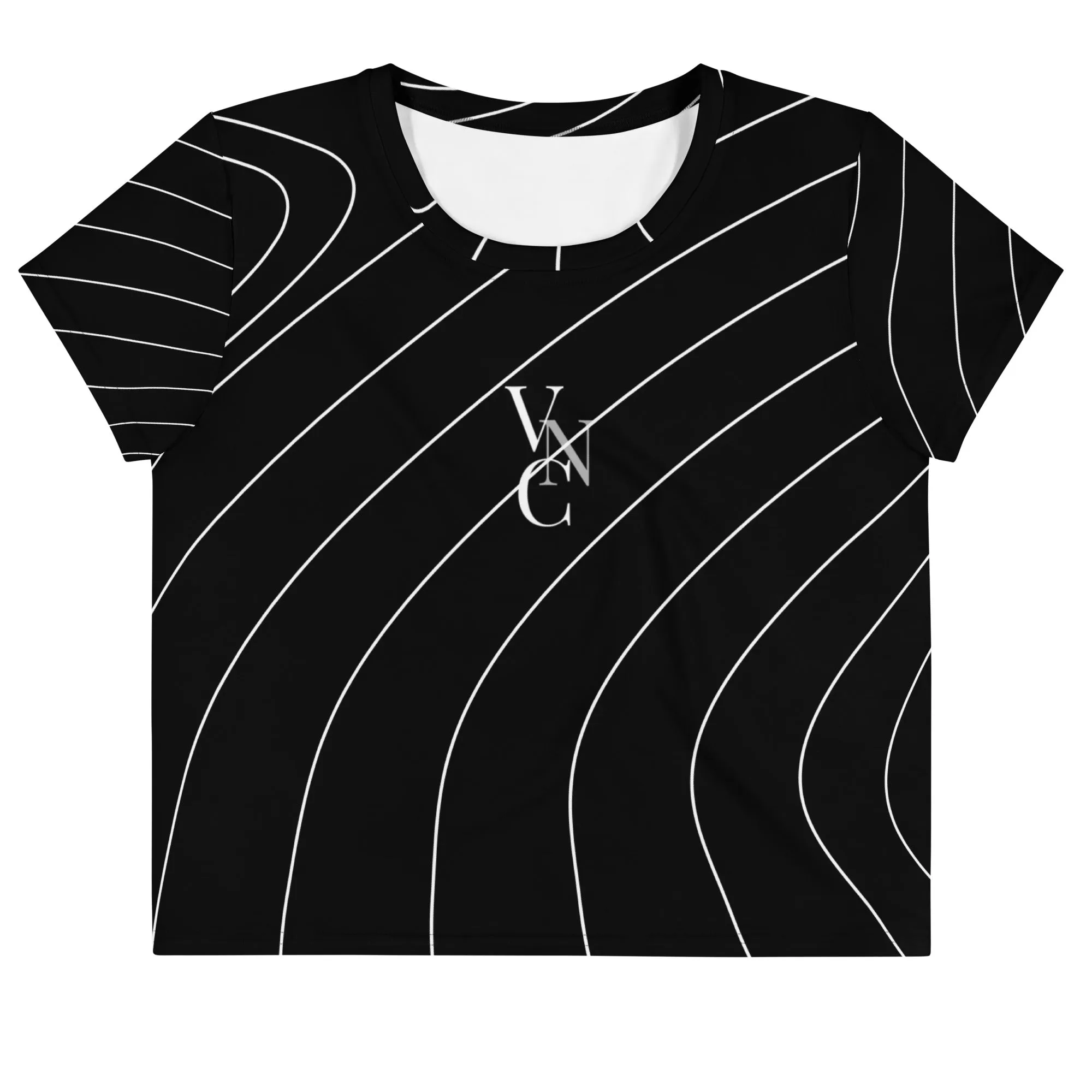City Chic Crop Tee in Stylish Black with White Strips