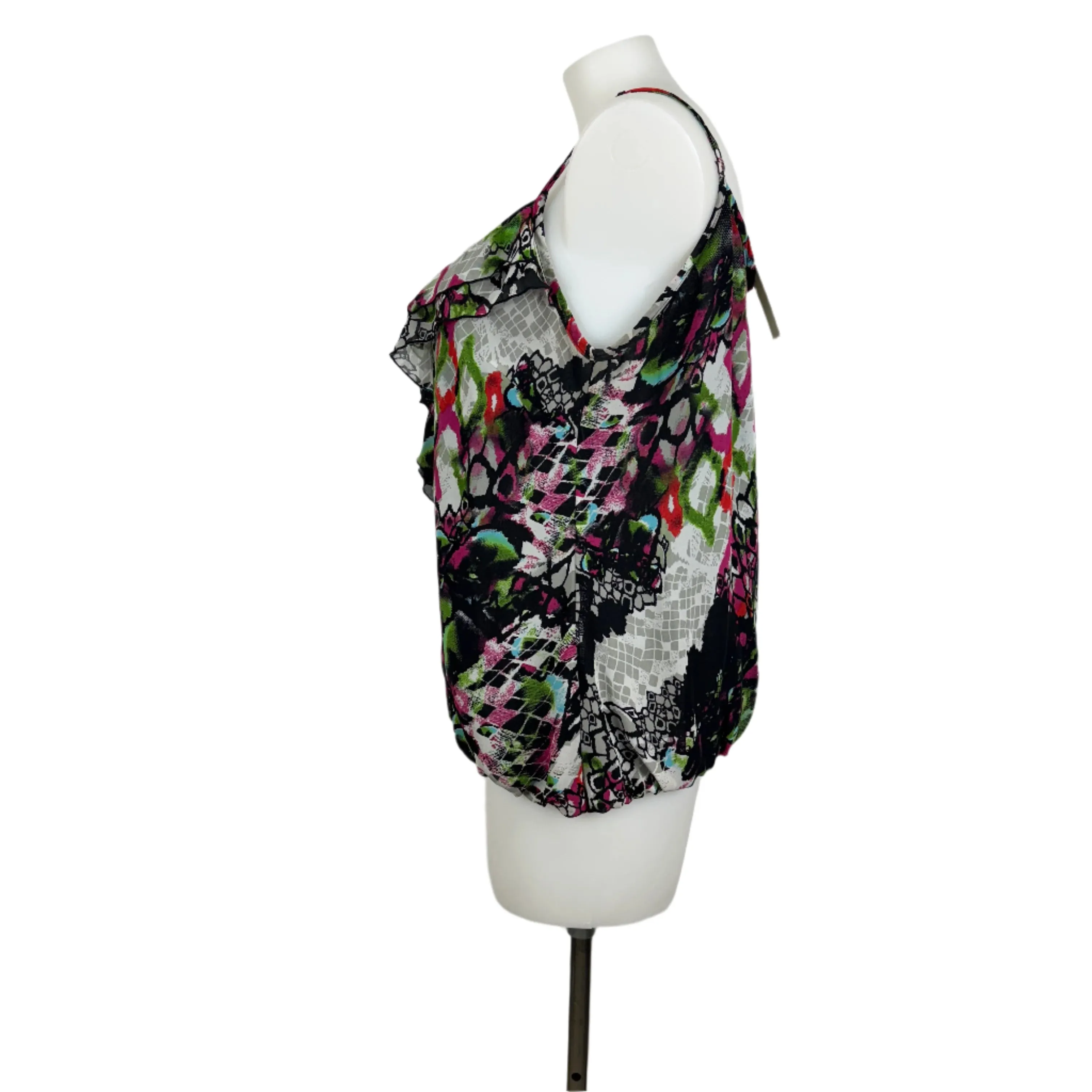 City Chic Ruffle Front Adjustable Spaghetti Strap Lined Top Size 18