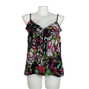 City Chic Ruffle Front Adjustable Spaghetti Strap Lined Top Size 18