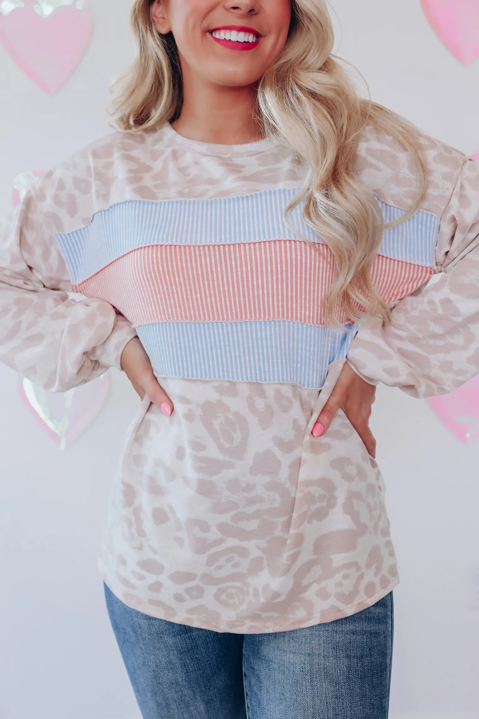 Cora Contrasting Color Block Top - Blue