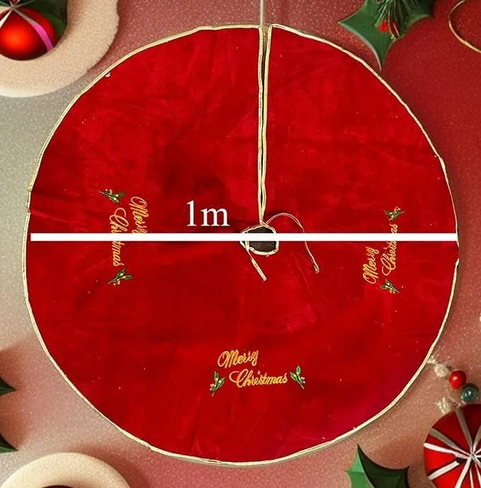 CORALTREE Christmas Tree Skirt - Christmas Tree MAT (Style 3 Red)