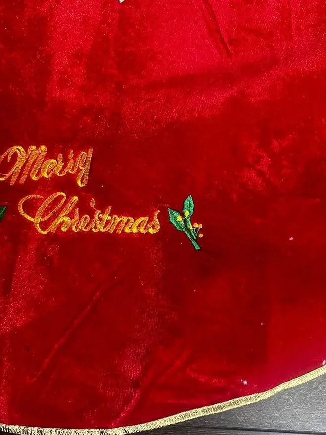 CORALTREE Christmas Tree Skirt - Christmas Tree MAT (Style 3 Red)