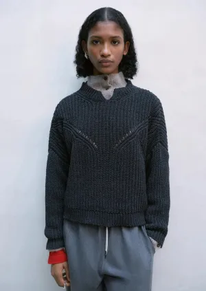Cotton Cropped Sweater, Anthracite