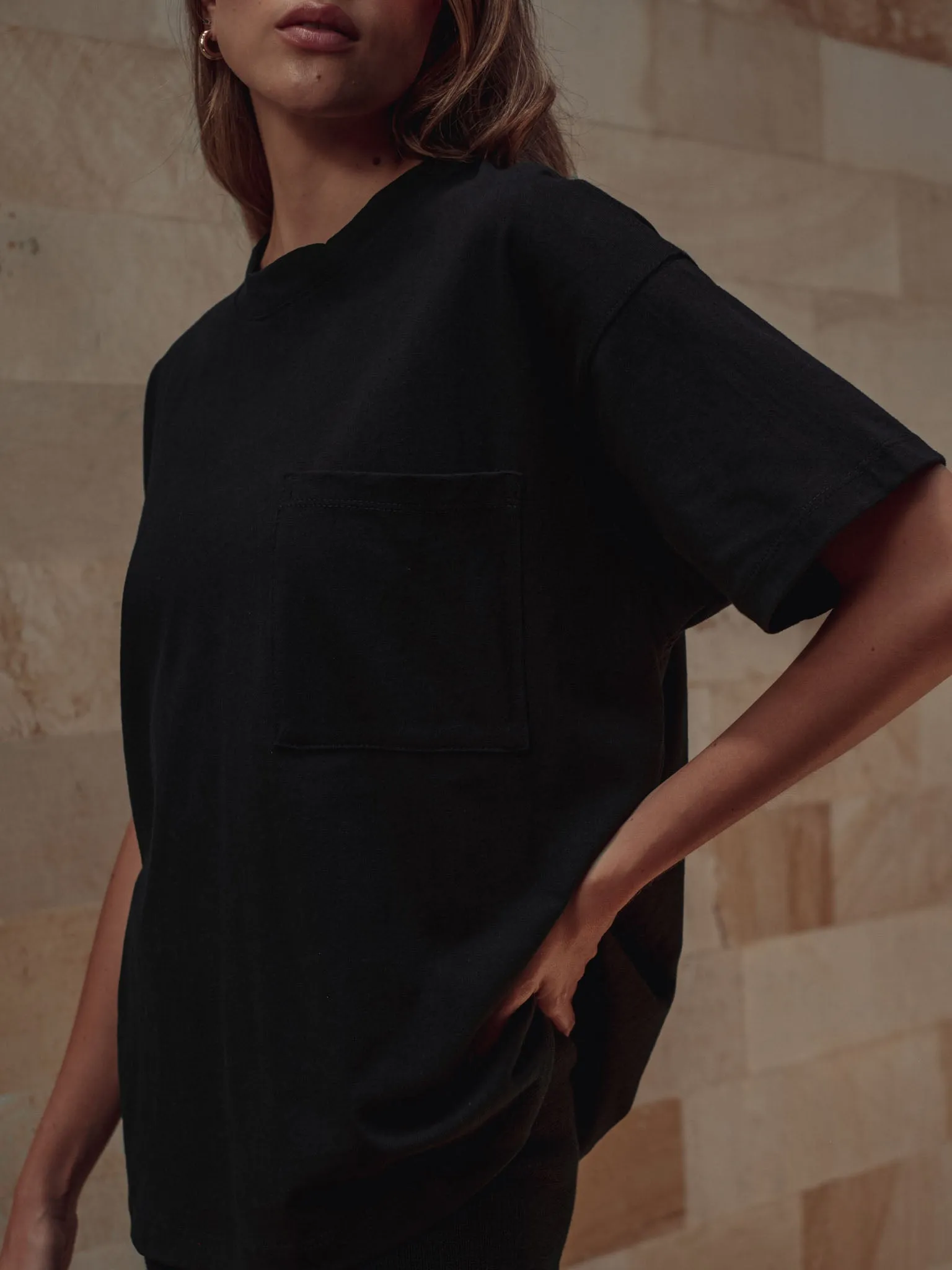 COTTON POCKET T-SHIRT - BLACK