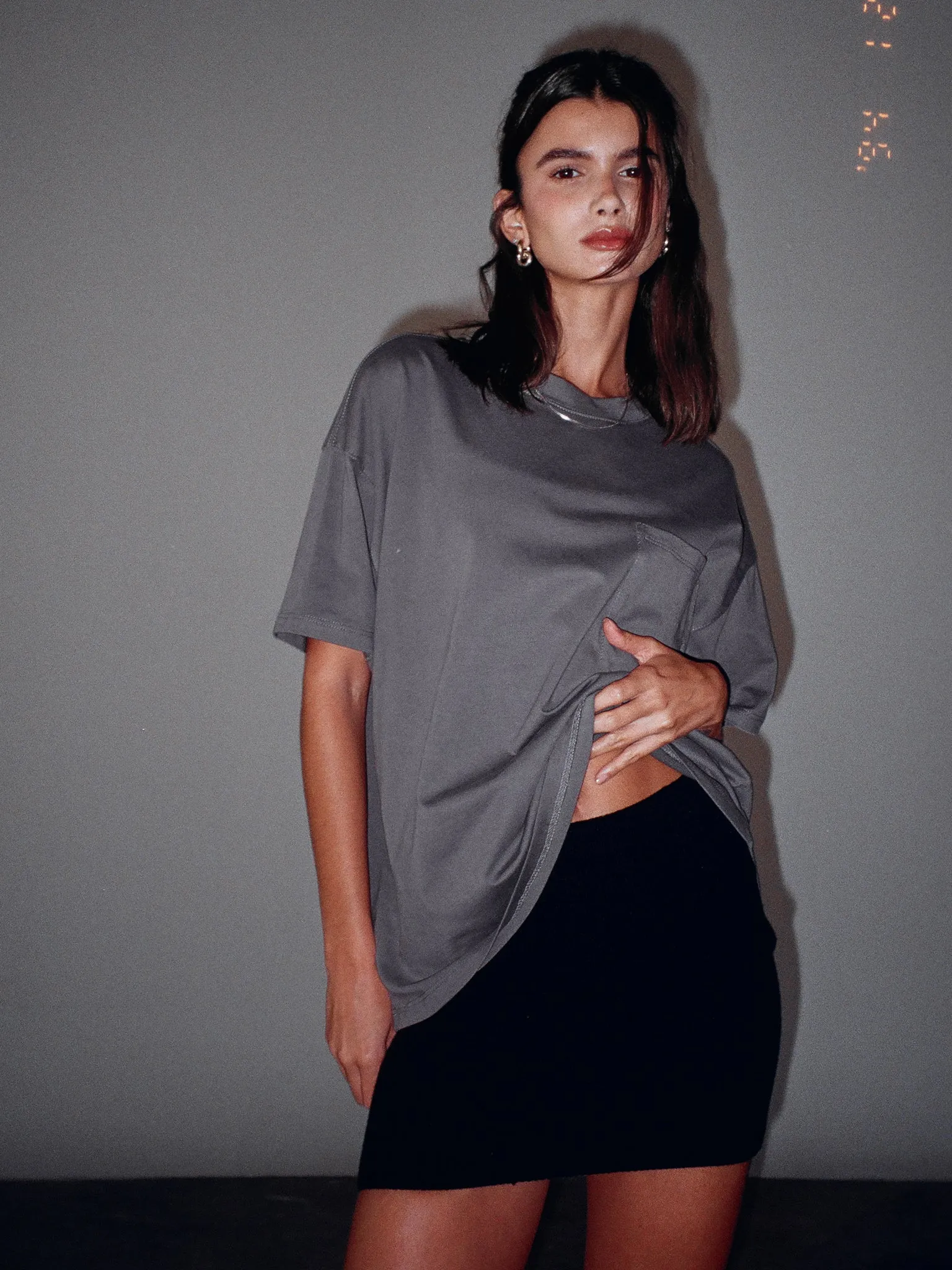 COTTON POCKET T-SHIRT STORM GREY