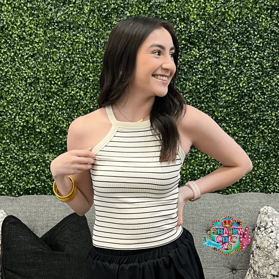 Cream/Black Cami Crop Top