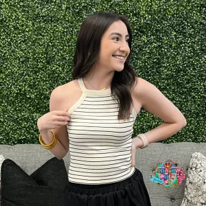 Cream/Black Cami Crop Top